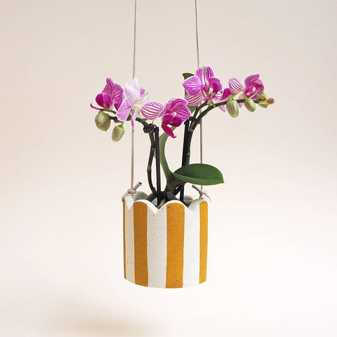 Small Stripy Hanging Pot - Choose Your Colours