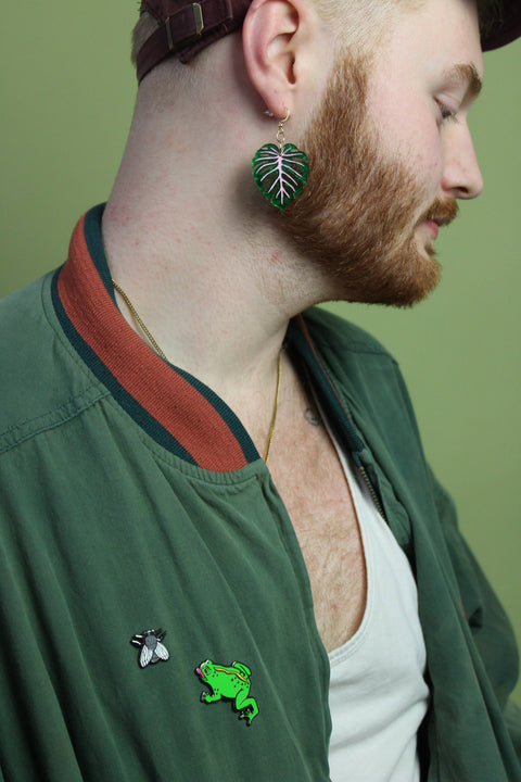 Mini Monstera Earrings