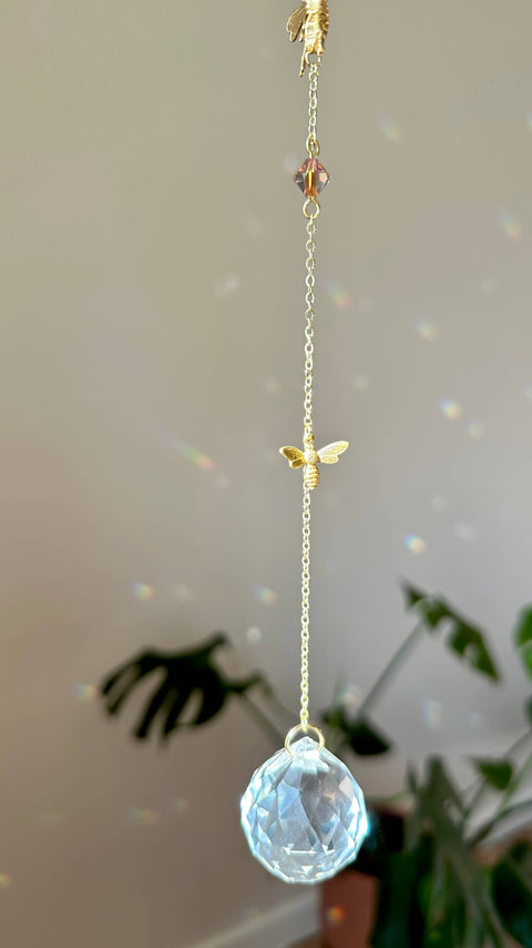 Queen Bee Suncatcher, Honey Bee Decor, Swarvoski crystals
