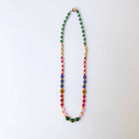 Mountain Jade & Glass Bead Necklace – Small Beads