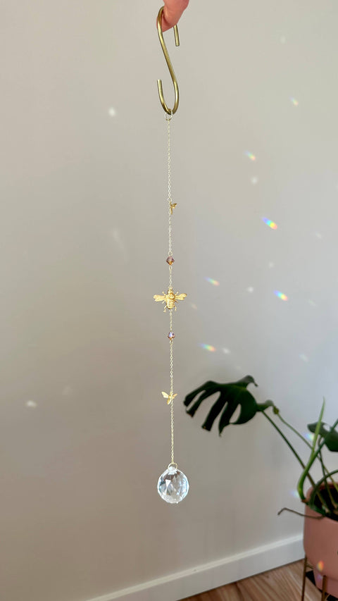 Queen Bee Suncatcher, Honey Bee Decor, Swarvoski crystals