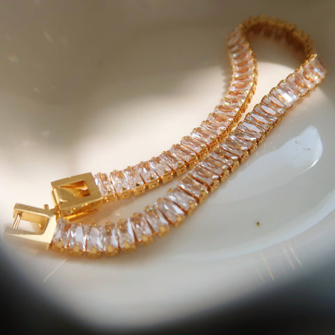 Gold Plated Tennis Crystal Bracelet