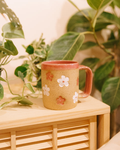 Primrose Pink Floral Ceramic Mug