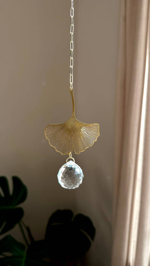 Giant Leaf Suncatcher Wall Hanging, Rainbow Maker, Ginkgo
