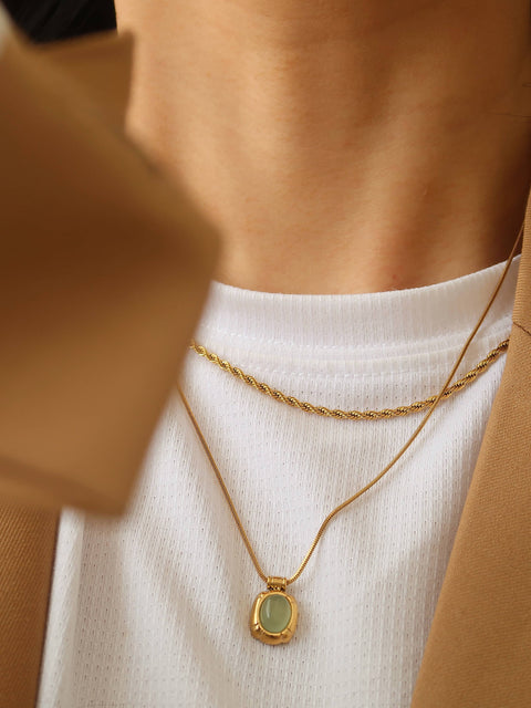 Onyx Gemstone Pendant Necklace; Tiger Eye Gemstone Necklace