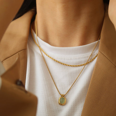 Onyx Gemstone Pendant Necklace; Tiger Eye Gemstone Necklace