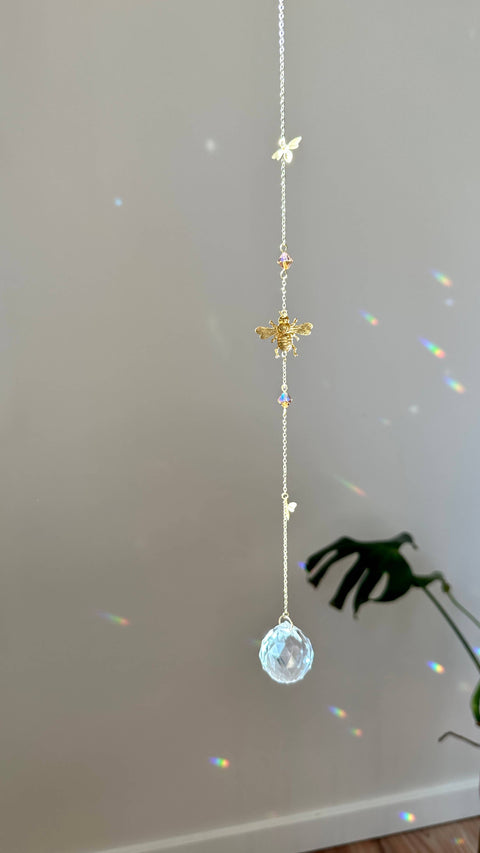 Queen Bee Suncatcher, Honey Bee Decor, Swarvoski crystals