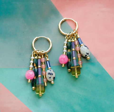 Beaded Charm Dangle Earrings