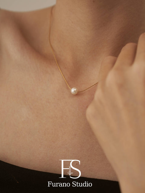 Gold Plated Floating Pearl Necklace