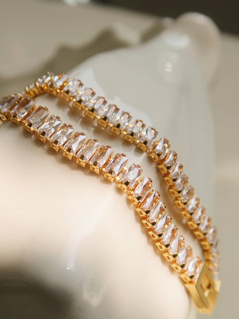 Gold Plated Tennis Crystal Bracelet