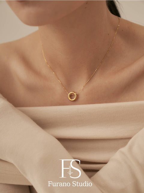 18K Gold Filled Circle Necklace