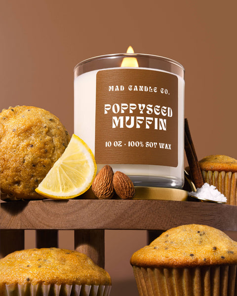Poppyseed Muffin Soy Candle - 10 oz Glass Jar & Wood Wick