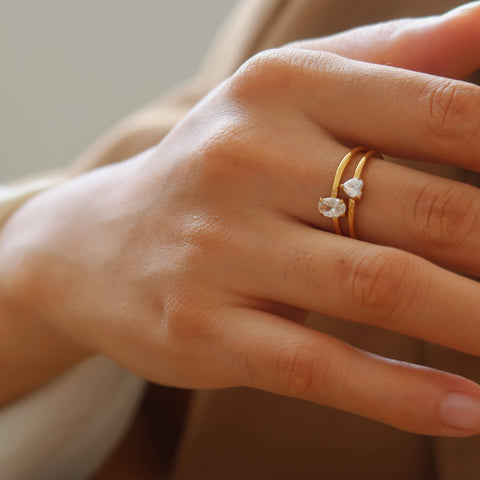 Heart Crystal Signet Ring