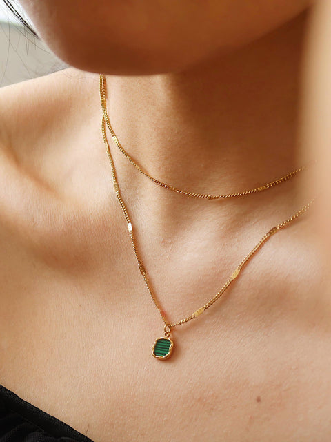 Green Malachite Gemstone Pendant Necklace