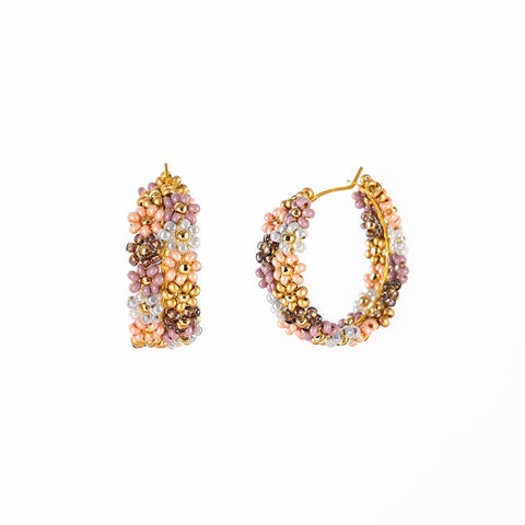 Double Daisy Hoop Earrings