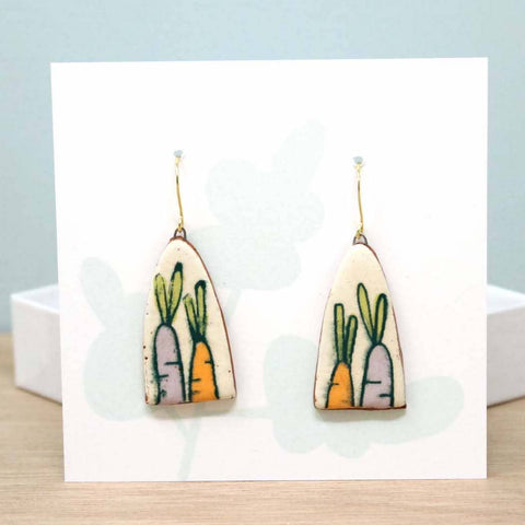 Carrots Earrings with 14k Gold-Plated Hooks