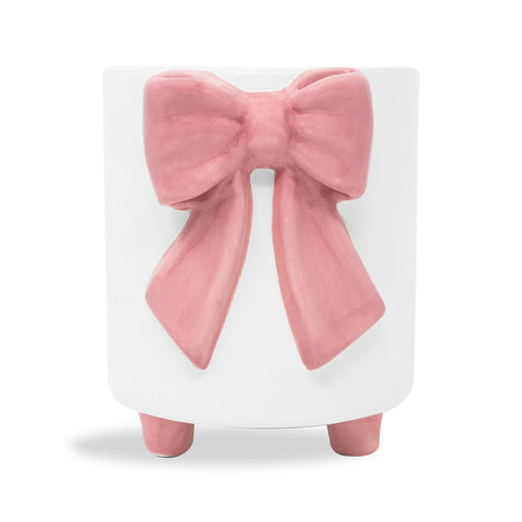 Footed Planter, Pink Bow