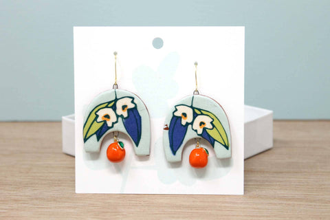 Orange Blossom Dangle Earrings with 14k Gold-Plated Hooks