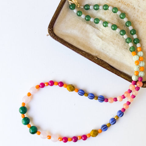 Mountain Jade & Glass Bead Necklace – Small Beads
