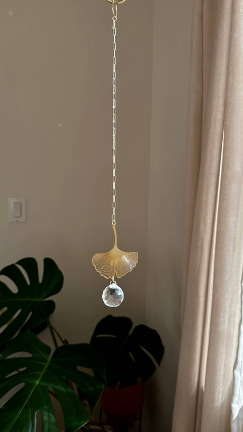 Giant Leaf Suncatcher Wall Hanging, Rainbow Maker, Ginkgo