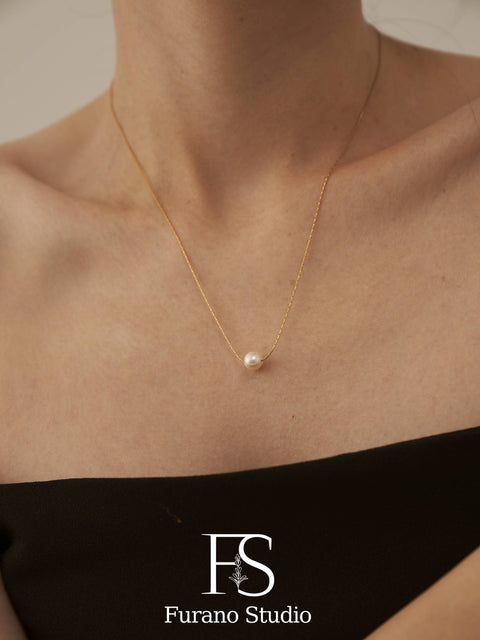 Gold Plated Floating Pearl Necklace