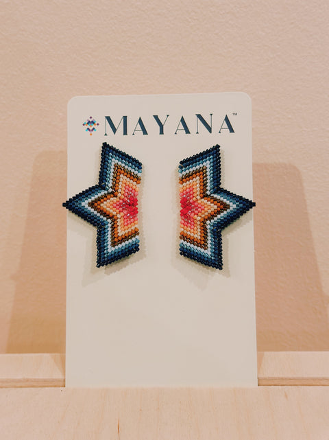 Beaded Medium Half Star Earrings