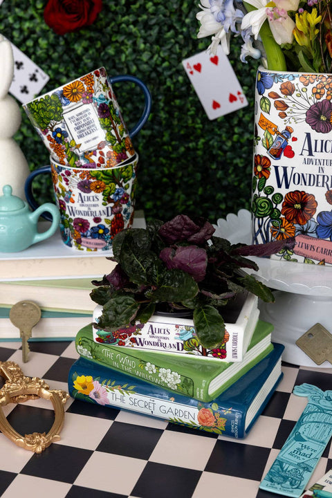 Stacked Books Planter - Alice/Wind in the Willows/The Secret