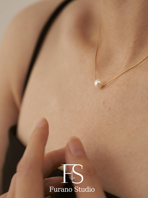 Gold Plated Floating Pearl Necklace