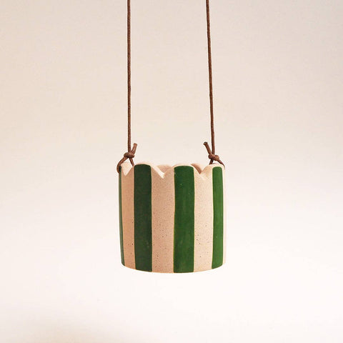 Small Stripy Hanging Pot - Choose Your Colours