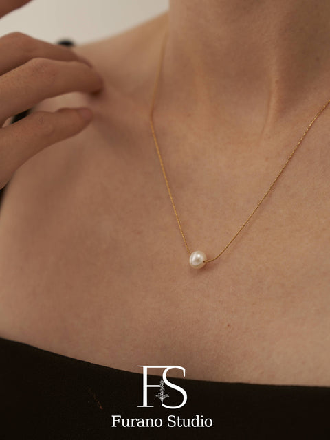Gold Plated Floating Pearl Necklace