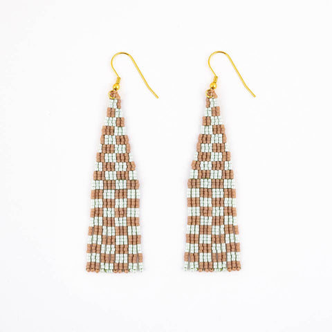 Delica Checkerboard Fringe Earrings