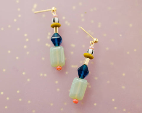 Multicolor beaded dangle earrings