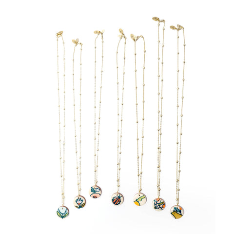 Yard Flowers Charm Necklace