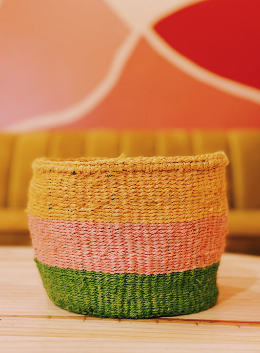 Storage Basket: Yellow Pink Green 7x6