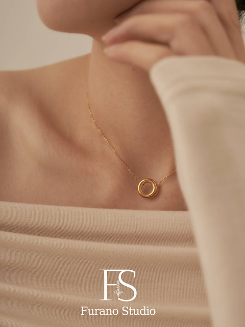 18K Gold Filled Circle Necklace