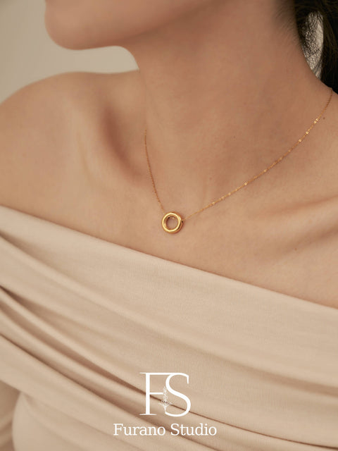 18K Gold Filled Circle Necklace