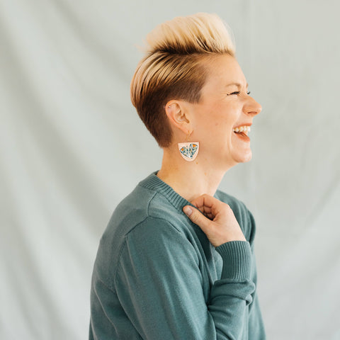 Pink Moth Earrings with 14k Gold-Plated Hooks