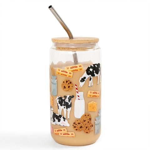 Dairy Cows Glass Can