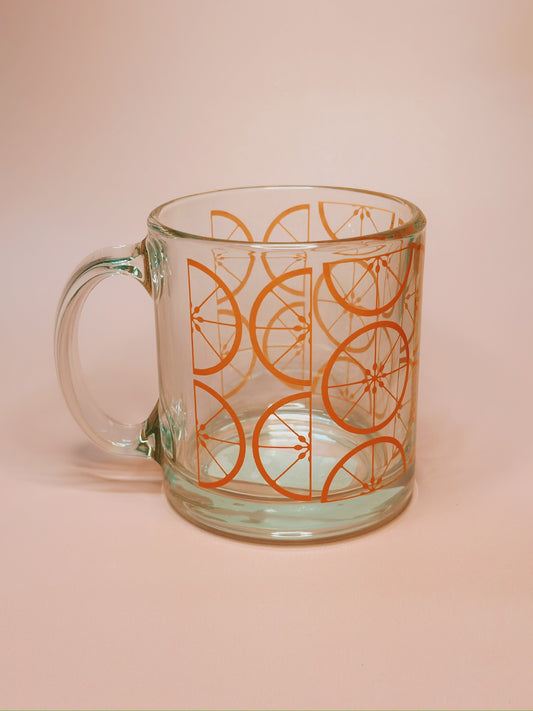 Glass Mug - Mod Grapefruit Pattern