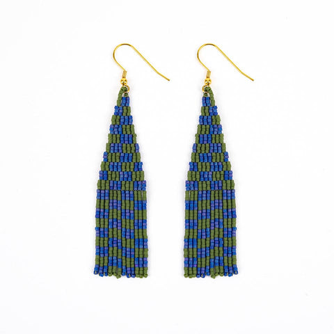 Delica Checkerboard Fringe Earrings