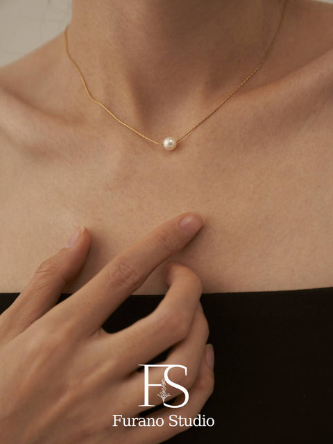 Gold Plated Floating Pearl Necklace