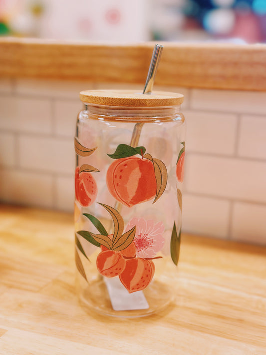 Peach Blossom Glass Can