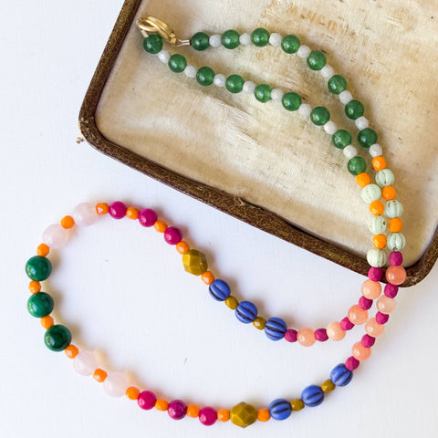 Mountain Jade & Glass Bead Necklace – Small Beads