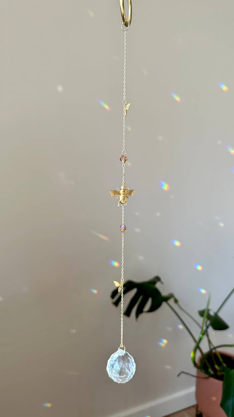 Queen Bee Suncatcher, Honey Bee Decor, Swarvoski crystals