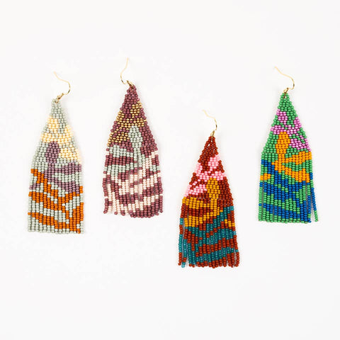 Beaded Botanica Fringe Earrings
