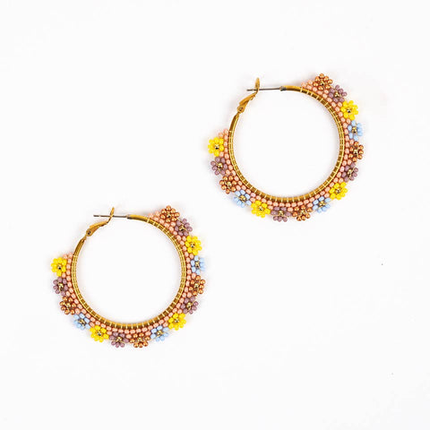 Large Daisy Hoop Earrings