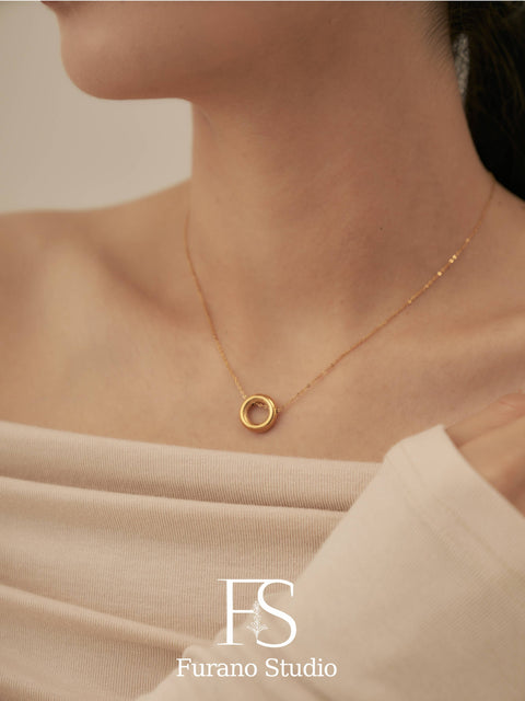 18K Gold Filled Circle Necklace