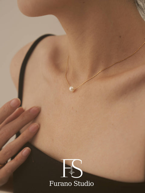 Gold Plated Floating Pearl Necklace