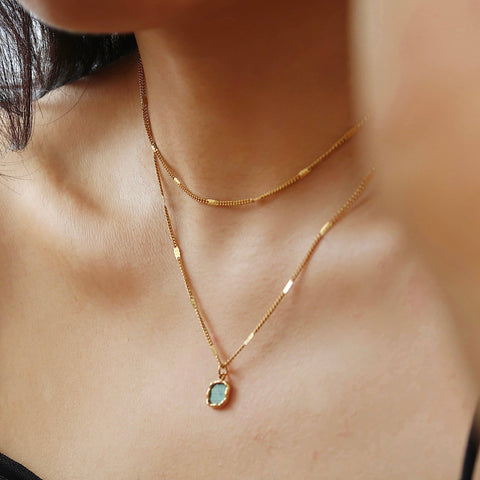 Green Malachite Gemstone Pendant Necklace