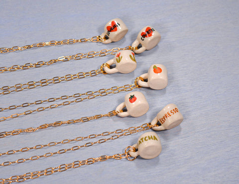 Tulip Miniature Mug Ceramic Charm Pendant Necklace